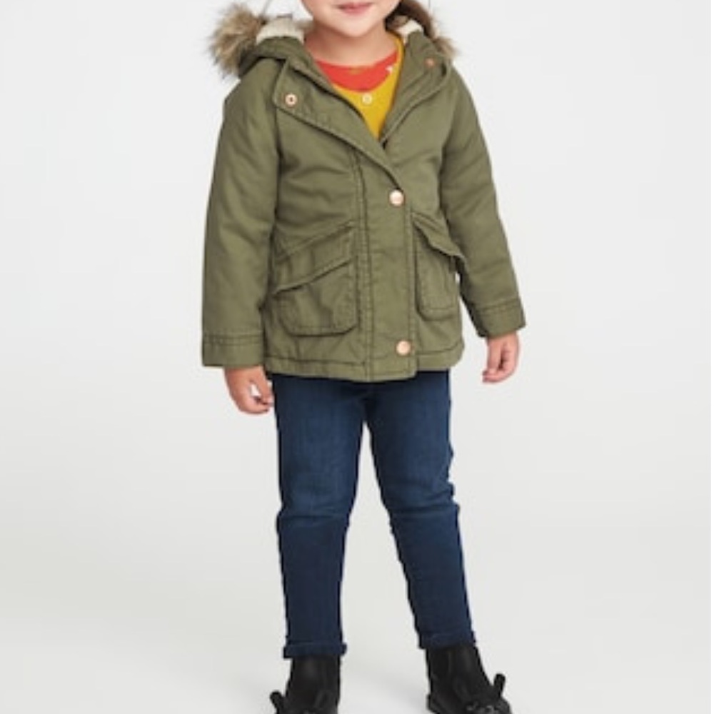 Old Navy - Green Hooded Jacket with Faux Fur Trim